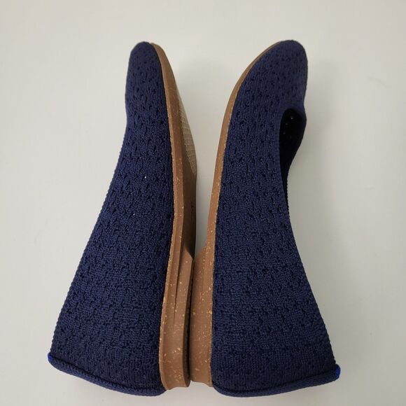 ROTHYS The Max Square Toe Flats Womens 6 Deep Navy Crochet Blue EUC Comfort - Picture 8 of 10